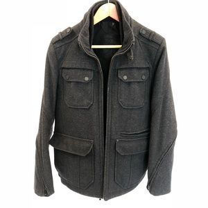 Black Rivet Wool-Blend Coat